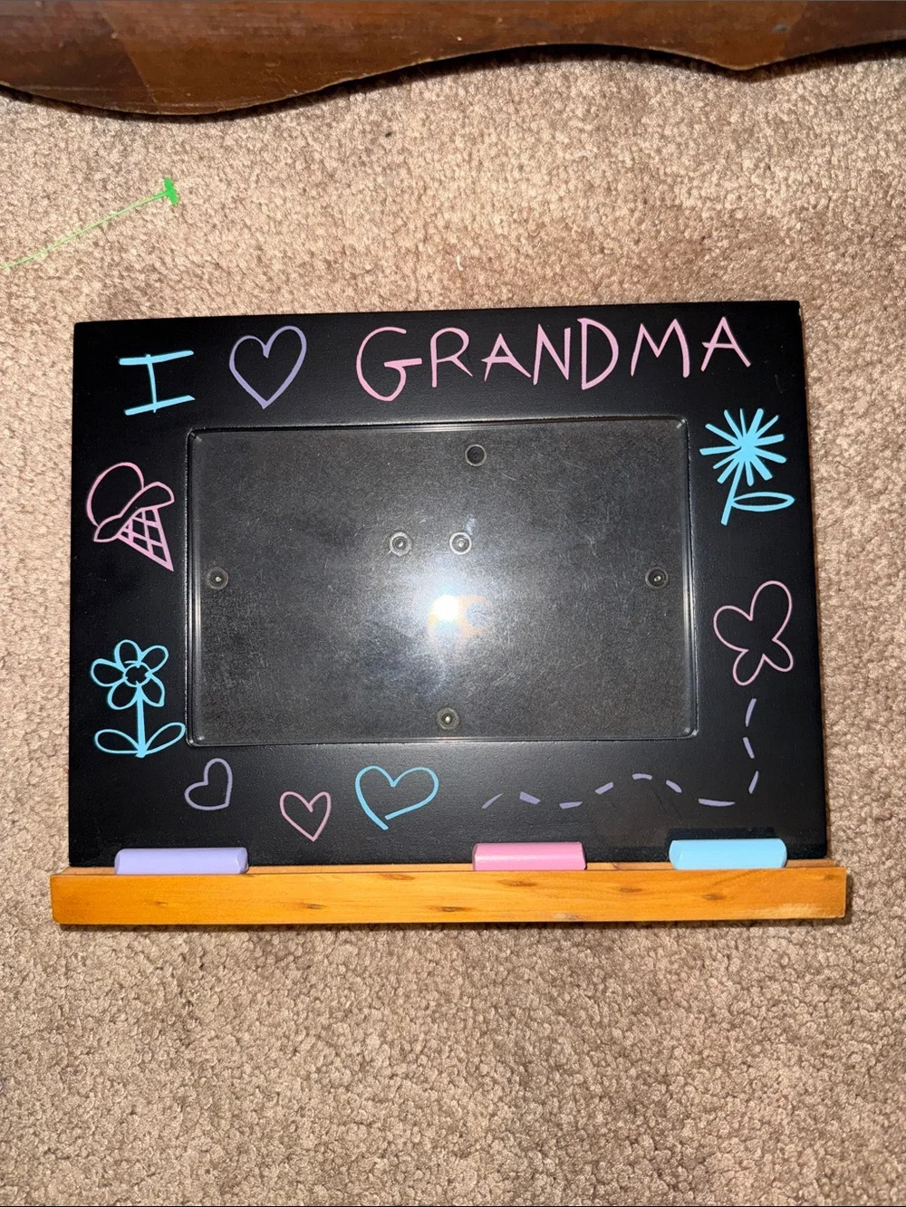 I Love Grandma Chalkboard Picture Frame with Wooden Base